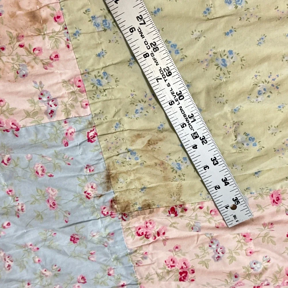Simply Shabby Chic Pastel Patchwork Floral Reversible Cotton Quilt Full Queen